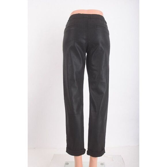 Hudson Jeans Womens Tracker Pants XS Black Coated Elastic Waist linen lyocell - Picture 4 of 7